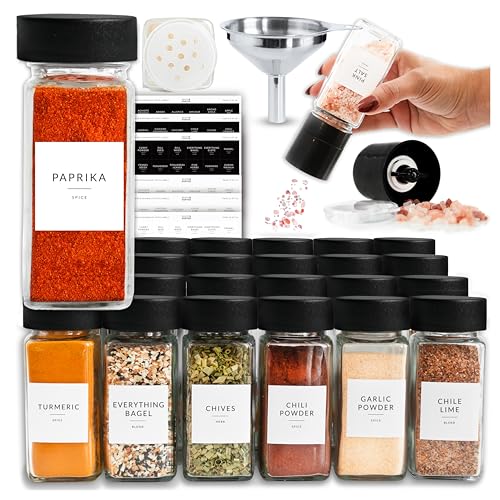 Glass Spice Jars with Label 24 PK (24 Count)
