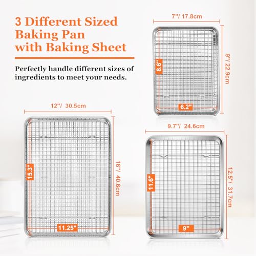 16"+12.5"+9" Baking Sheet with Wire Rack (6 Count)