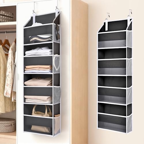 1 Pack Small Over Door Organizer with 4 Large Pockets 8 Mesh Side Pockets