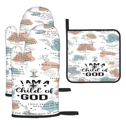 Christian Oven Mitts and Pot Holders Sets of 3 (3 Count)