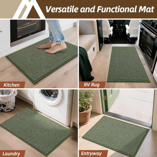 Dirt Trapper Door Mat 17"x30" Non Slip Washable Green