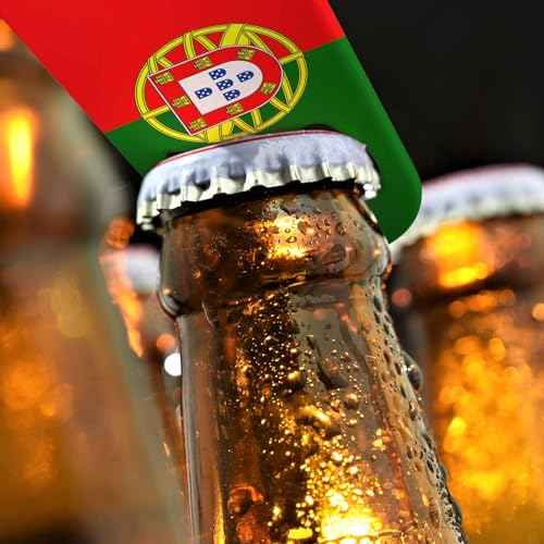 Portugal Flag Stainless Steel Bottle Opener Red Green Gold Europe Country Sign Patriotic Ensign Flat Beer Bottle Opener Keychain for Home Kitchen Bar Restaurant Party Birthday Gift