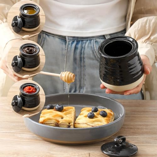 Ceramic 12 Ounce Honey Jar and Dipper Set