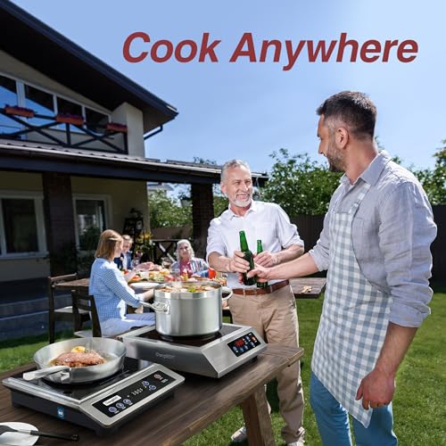 Portable Induction Cooktop 1800W NSF Certified Commercial Range Powerful Countertop Burner Pro Chef Professional Hot Plate Premium Stainless Steel Housing Schott Glass 10 Hours Timer