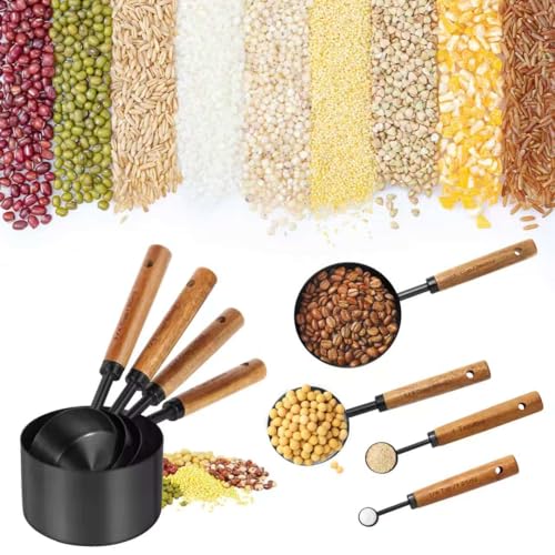 Black Measuring Cups and Spoons Set (8 Count)