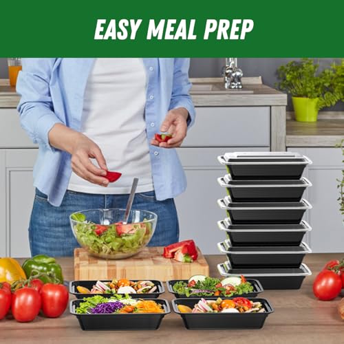 50 Pack (100-Piece) 32 oz Meal Prep Containers Reusable with Lids (50 Count)