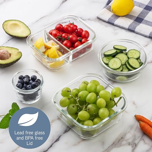 Premium 32 Pc. Borosilicate Glass Food Container Set with Dividers