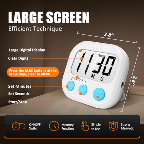 Digital Kitchen Timers for Cooking (12 Count)