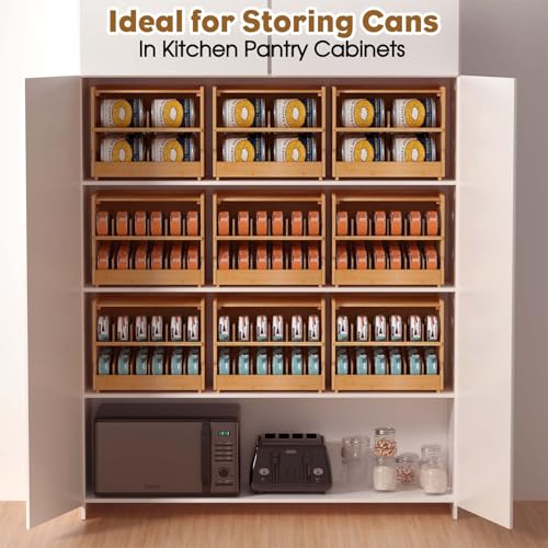 Stackable Bamboo Cat Food Can Organizer (36 Count)