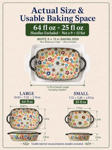 2 Piece Polish Pottery Style Ceramic Baking Dish Set (2 Count)