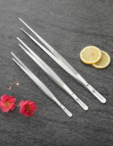 Set of 3 Kitchen Tweezers Fine Tweezer Tongs (3 Count)