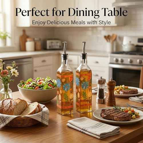 2 Pack 17oz Glass Olive Oil Dispenser Bottle Set