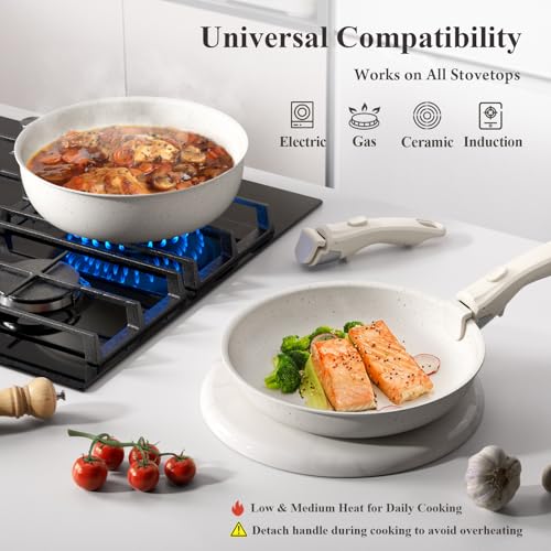 22 Piece Pots and Pans Set Non Stick with Removable Handles