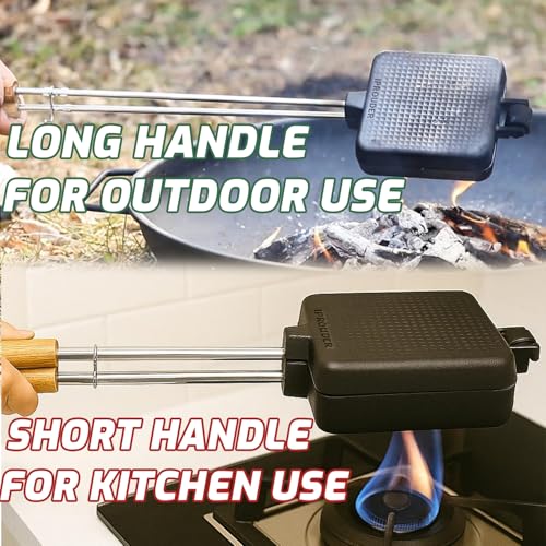 Campfire Pie Iron 4.9" Large Cast Iron Sandwich Maker for Camping 2 Pcs with Storage Bag (2 Count)