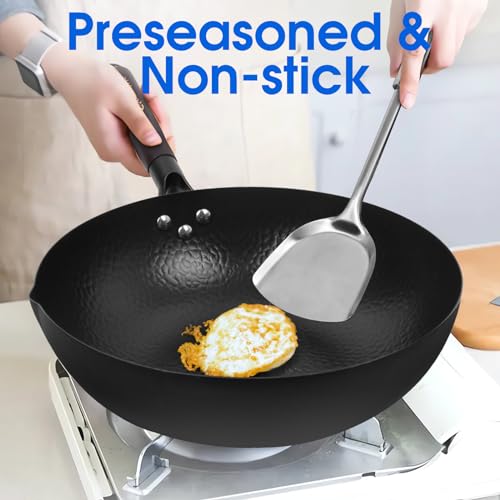 13.4 Inch Carbon Steel Wok For Electric