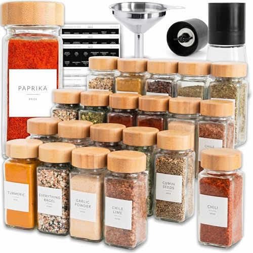 Glass Spice Jars with Label (24 Count)