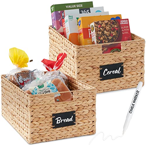 Pantry Baskets Set of 2 16x12in Water Hyacinth Storage Baskets (2 Count)
