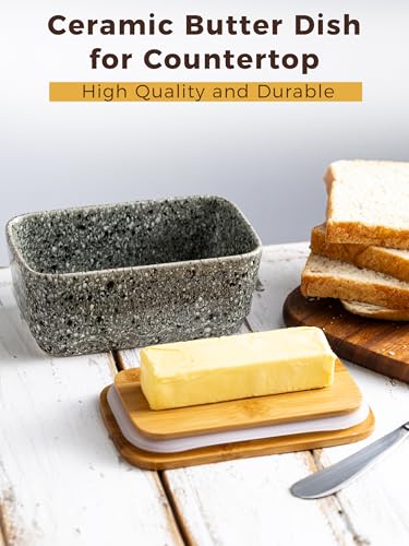 Ceramic Butter Dish with Lid for Countertop and Refrigerator