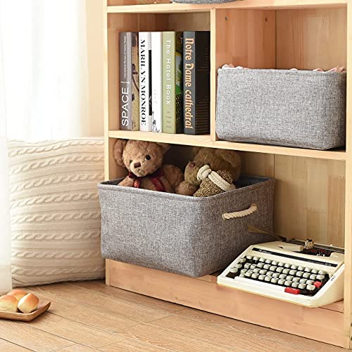 Storage Basket Fabric Sturdy Canvas Storage Bins Organizer with Handles for Clothes and Storage Foldable Storage Boxes Cubes (4 Count)