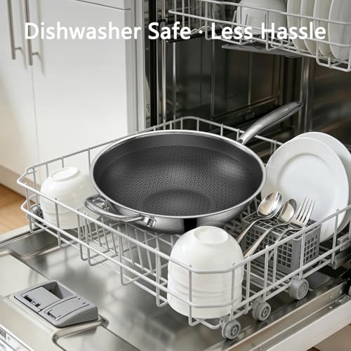 12.5 Inch Hybrid Stainless Steel Wok Pan with Lid