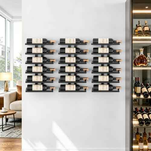 3 Set 6 Tier Wall Mount Wine Rack (18 Count)
