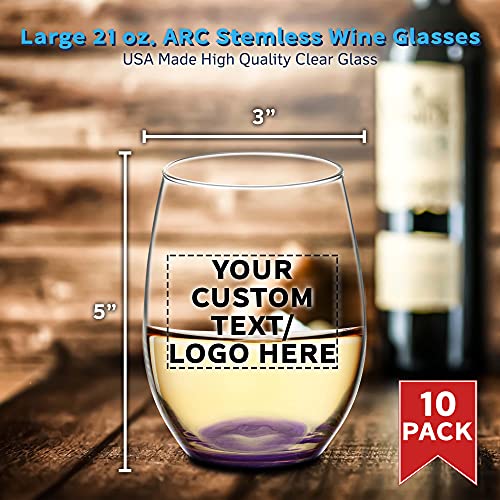 10 ARC Stemless Wine Glasses Set (10 Count)