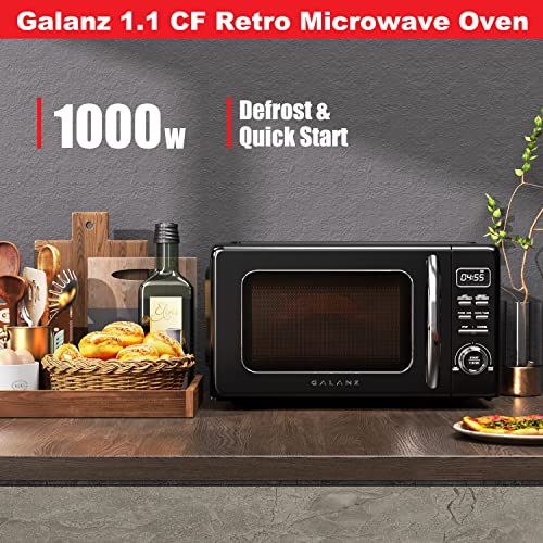 GLCMKZ11BKR10 Retro Countertop Microwave Oven with Auto Cook & Reheat