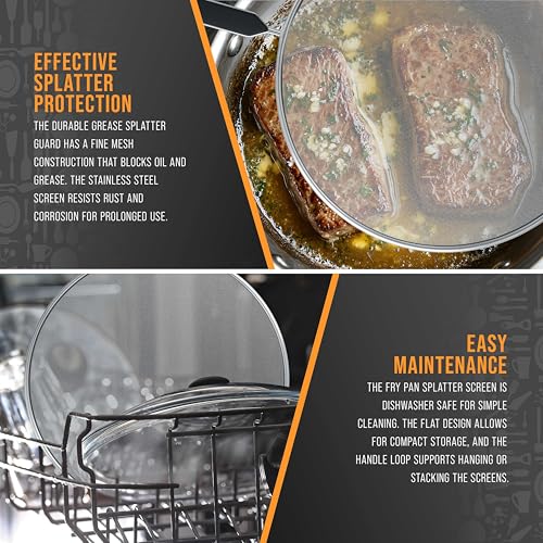 3 Piece Stainless Steel Splatter Guard Set 13" Fine Mesh Cover