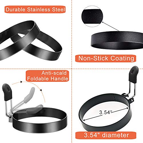 3.5" Egg Rings Set of 2 with Silicone Handle (2 Count)