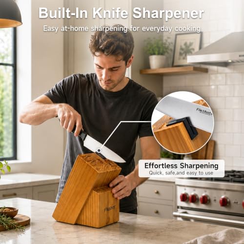 15 Piece Kitchen Knife Set with Block & Built