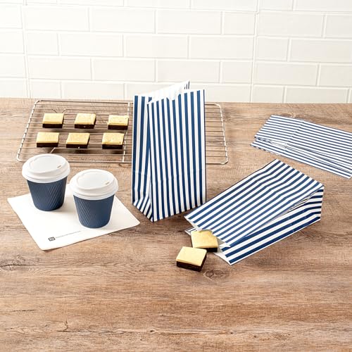 Blue And White Stripe Paper Bag (100 Count)