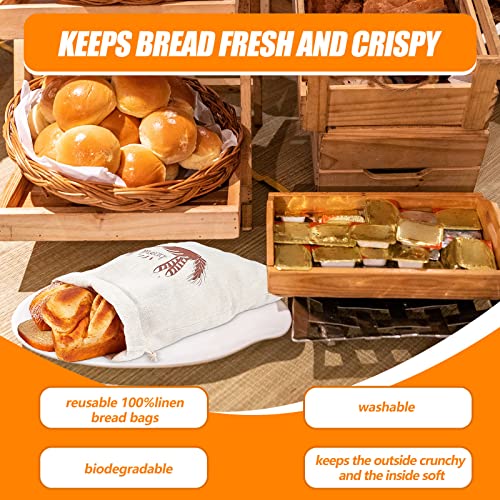 20 Pcs Linen Bread Bag for Homemade Bread Reusable 2 Sizes 10" x 12" and 11" x 17" Unbleached Container Drawstring Natural Bags Storage for Food Baking Kitchen Sandwich Bakery Picnic Wedding (20 Count)