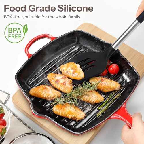 28 Piece Silicone Kitchen Utensils Set with Stainless Steel Handles (28 Count)