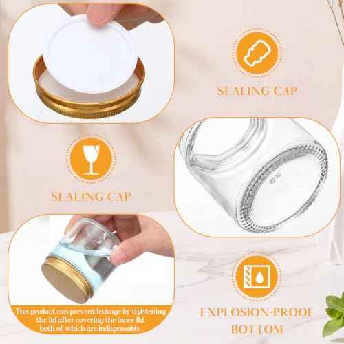 24 Pcs 4 oz Glass Jars with Gold Lid and Inner Liners (24 Count)