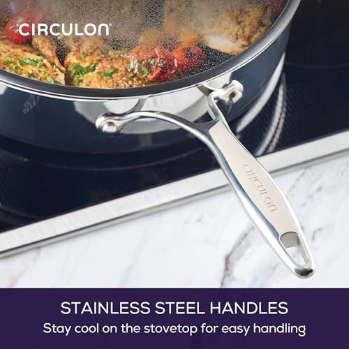 C1 Series Clad Stainless Steel with ScratchDefense Technology Cookware Nonstick Induction Saute Pan with Lid and Helper Handle