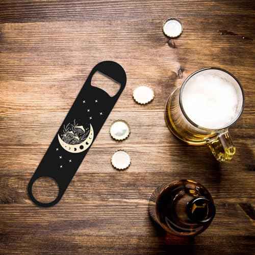 Wild Mushrooms Stainless Steel Bottle Opener Abstract Mystical Cosmic Moon Phases and Rituals Star Flat Beer Bottle Opener Keychain for Home Kitchen Bar Restaurant Party Birthday Gift