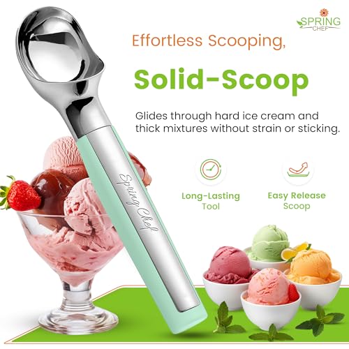 Heavy Duty Metal Ice Cream Scoop with Soft Grip Handle