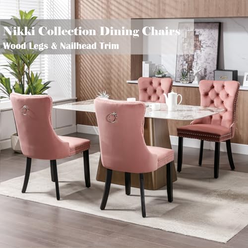 Pink Velvet Dining Chairs Set of 6 (6 Count)