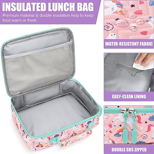 Kids Bento Lunch Box with Toddler Insulated Water Bottle Lunch Bag (7 Count)