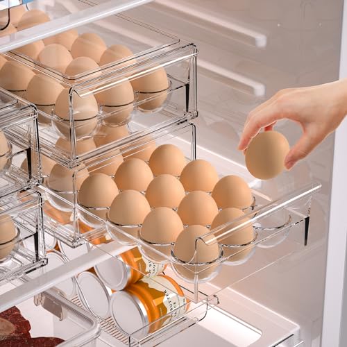 Egg Container for Refrigerator BPA Free Refrigerator Organizer Bins