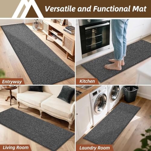 Dirt Trapper Door Mat 17"x71" Non Slip Washable Dark Grey (11.9 Sq Ft)