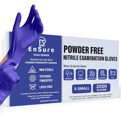 Blue Nitrile Gloves Medical Powder & Latex Free Chemical Resistant (200 Count)