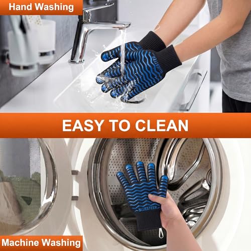 BBQ Gloves 1472°F Heat Resistant Oven Gloves with Fingers (9.6 Ounce)