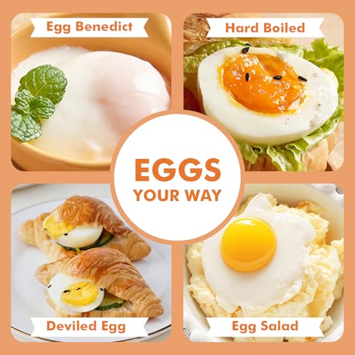 Egg Cooker, 6-in-1 Electric Egg Boiler for Hard Boiled Eggs