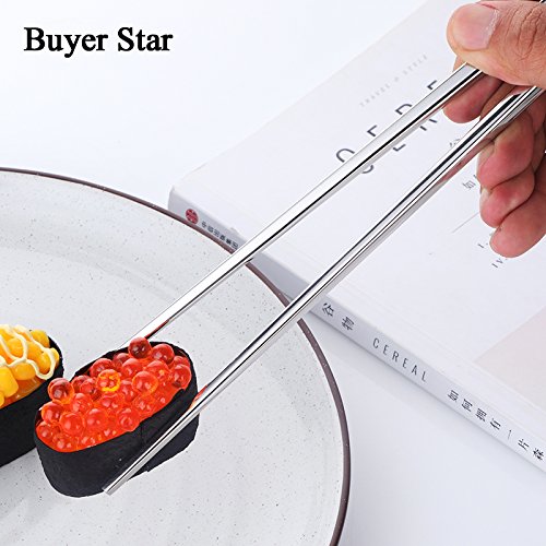 5 Pair Silver Stainless Steel Chopsticks