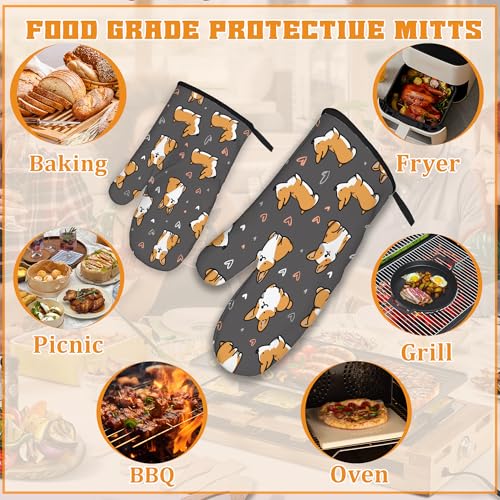 Cute Corgi Dog Oven Mitts and Pot Holders (4 Count)