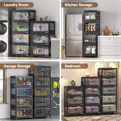 120Gal Stackable Storage Bins with Lids Foldable Boxes (4 Count)