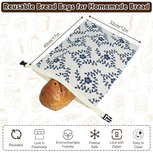 2 Pack Reusable Beeswax Bread Bags for Homemade Sourdough with Zipper (12 Count)