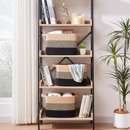 30L Storage Basket Large Blanket Basket Living Room Black & Brown