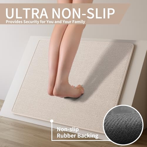Extra Long Kitchen Runner Rugs Kitchen Mat Non Slip Beige 17"x95" (11.21 Sq Ft)